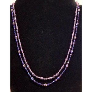 **Lot 2 Antique Art Deco AB Amethyst Glass Necklaces**